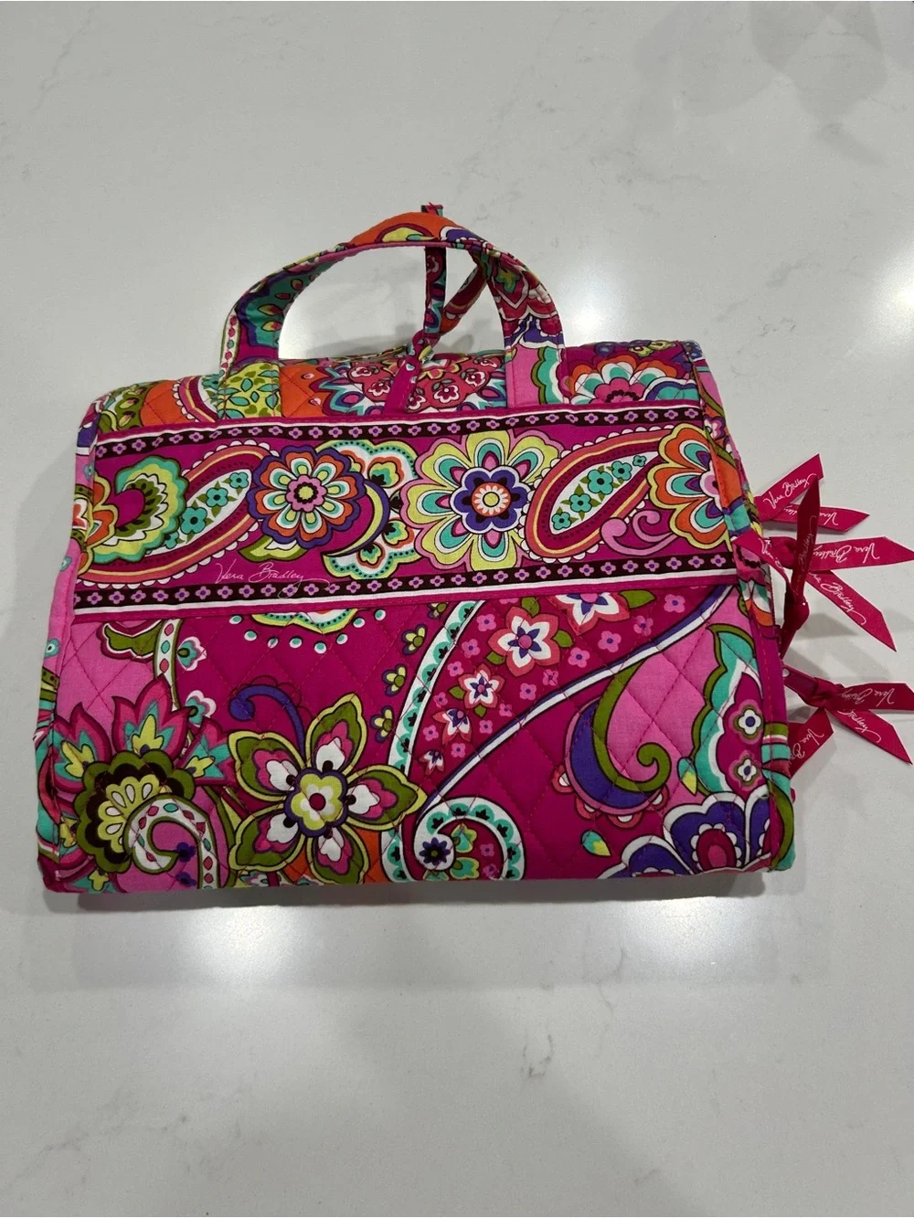 Vera Bradley Vibrant Pink Floral Quilted Organizer Tote